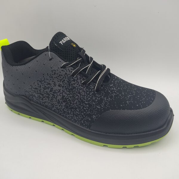 Zapatos de Trabajo de seguridad para hombre de la marca Paredes, modelo Laser en color Gris Verde. Propiedades: puntera resistente, zona de talón cerrada, propiedades antiestáticas, absorción de energía en el talón, resistencia a la perforación, suela antideslizante y resistencia a hidrocarburos. #paredesseguridad #zapatillasseguridadparedes #zapatillasseguridad